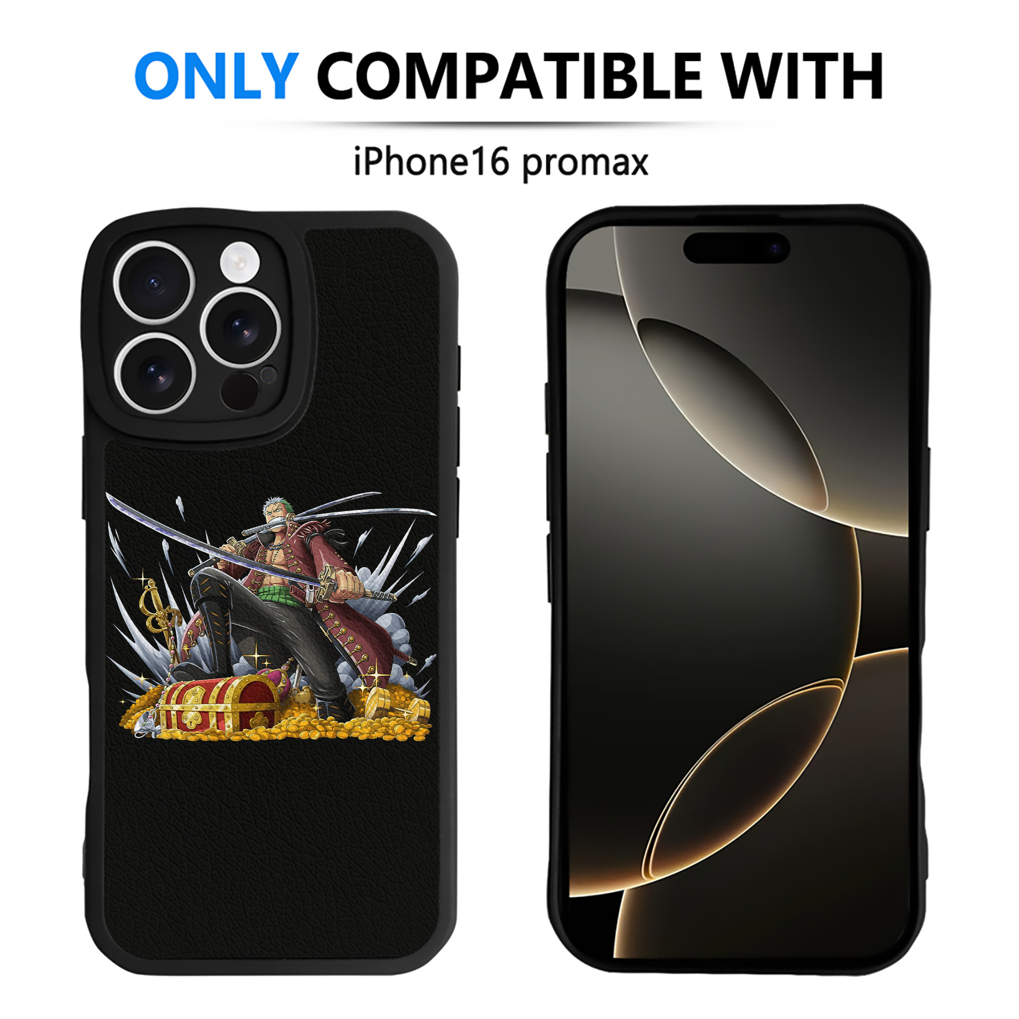 （画像用） ワンピース ロロノア・ゾロ ONE PIECE Roronoa Zoro 【iPhone 16シリーズ対応】シリコンスマホケース（レザー調） 材質：シリコン